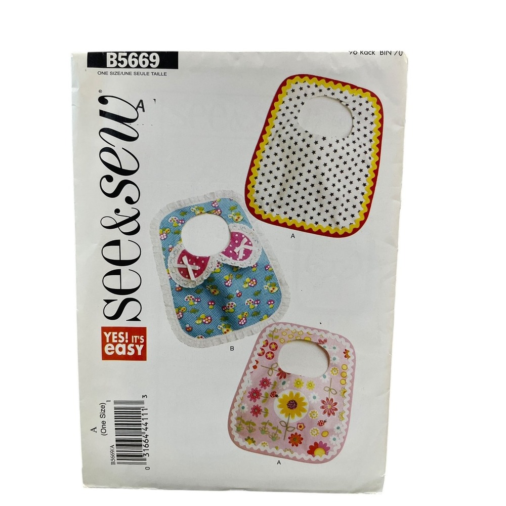 Butterick B5669 Baby Bib Sewing Pattern One Size Easy UNCUT FF